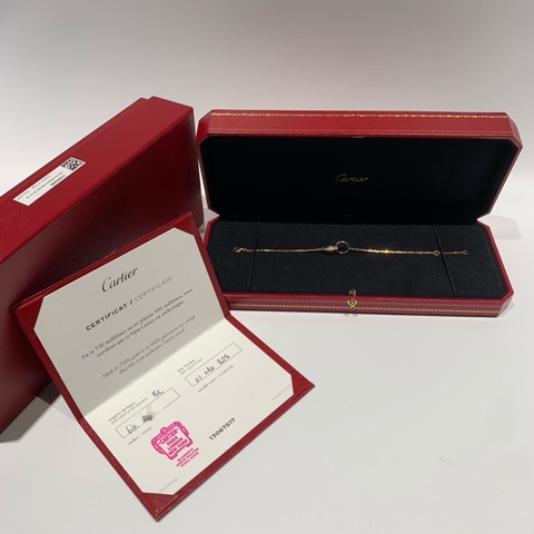 99閒置新 卡地亞Cartier玫瑰金半鑽雙環手鍊love系列