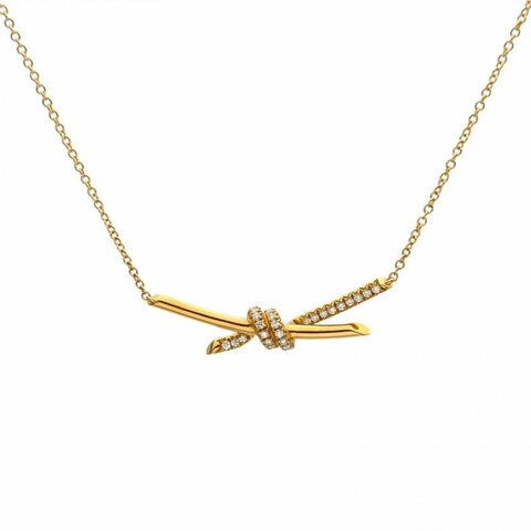 TIFFANY&CO TiffanyKnot雙打結式吊墜項鏈18K黃金/鑽石