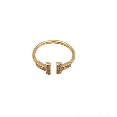 TIFFANY&CO TiffanyT線形戒指18K玫瑰金/鑽石52