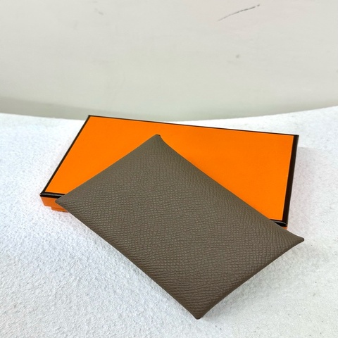 【全新閒置】Hermes Calvi Duo Compact card holder 大象灰 etoupe卡套