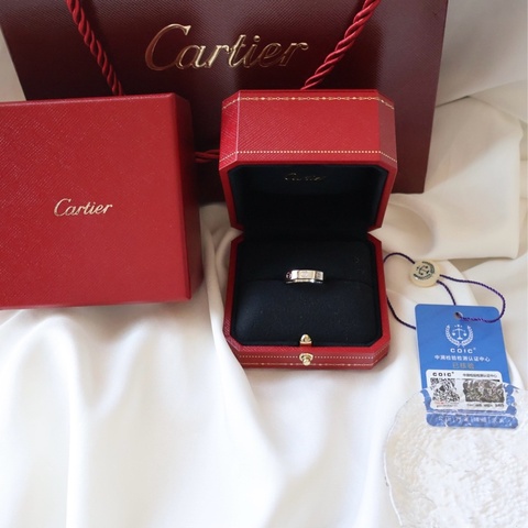 Cartier卡地亞18k白金love單鑽戒指，尺碼52號，99新