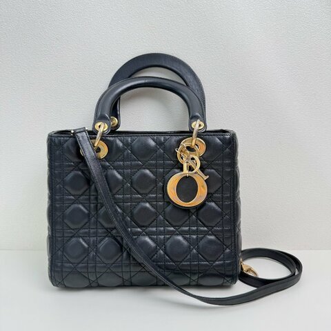 Dior 迪奧 戴妃 5 格 黑金 手提包斜挎包 成色私訊看細節