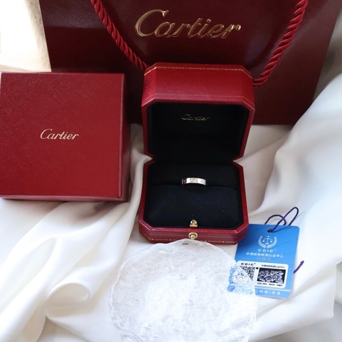 Cartier卡地亞18k白金love單鑽戒指，尺碼51號99新