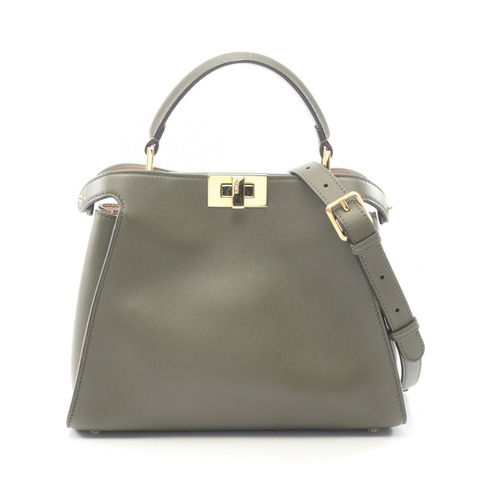 FENDI Peekaboo Essential 肩挎斜背包 8BN302 皮革 卡其色 二手