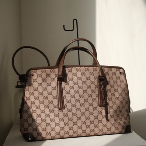 GUCCI GG 2000s 古馳 緹花布大容量手提公文托特包