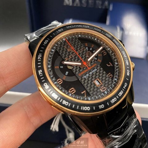 MASERATI瑪莎拉蒂男錶,編號R8873610002,46mm黑錶殼,深黑色錶帶款