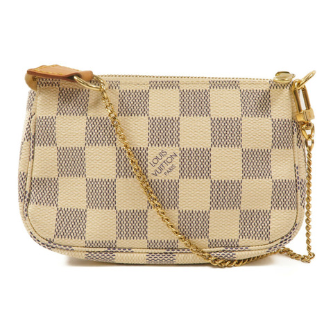 LOUIS VUITTON Damier Azur Mini Pochette Accessories鏈帶手挽袋