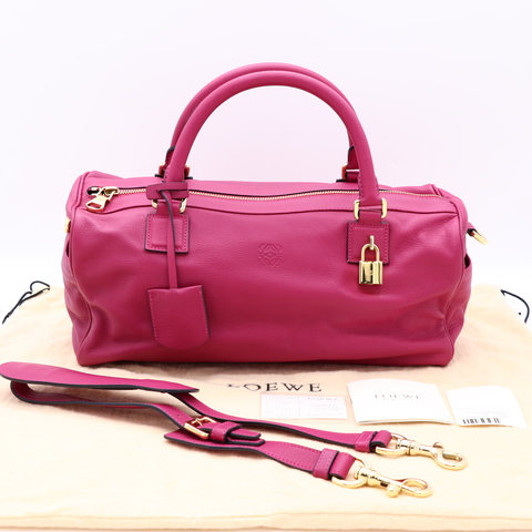 Loewe 經典皮革 Amazona 火龍果色 波士頓包 斜背包