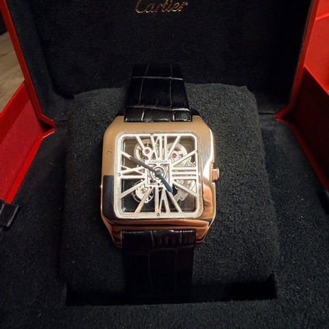 Cartier 卡地亞 Santos-Dumont 鏤空腕錶 白金 XL (Ref: W2020033)