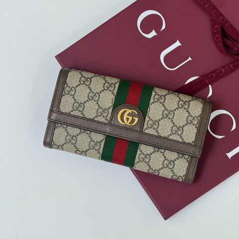 GUCCI OPHIDIA 織帶扣式信封長夾