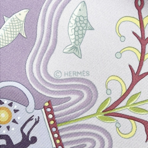 HERMÈS｜Escales méditerranéennes 紫底地中海之旅 90cm絲巾