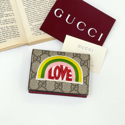 GUCCI 彩虹GG Supreme 對折短夾