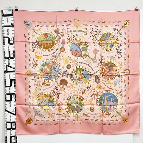 HERMÈS｜Escales méditerranéennes 粉色地中海之旅 90cm絲巾