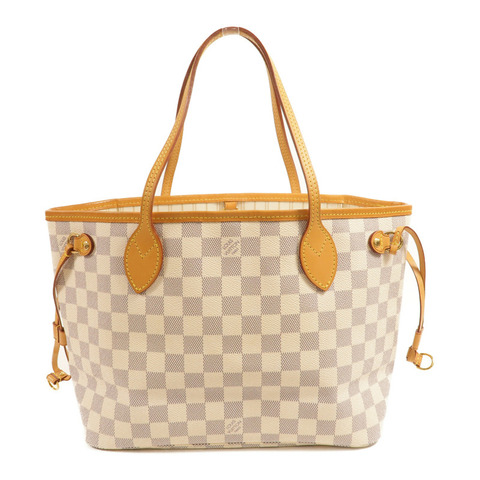LOUIS VUITTON Damier Azur Neverfull PM金扣手挽袋