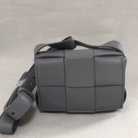 Bottega Veneta BV六格編織包 灰色羊皮 mini款