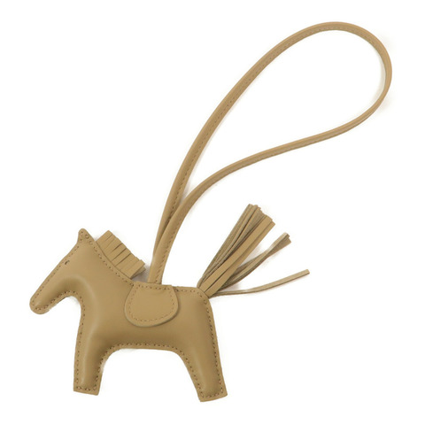 HERMES Milo皮革Rodeo PM掛飾Beige Marfa