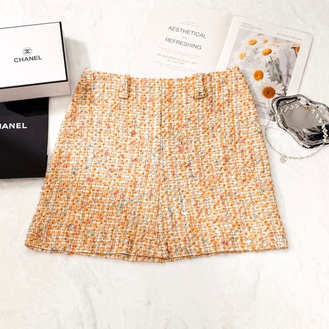 Chanel 橙色係混色tweed短裙