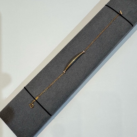 Tiffany 蒂芙尼玫瑰金邊鑽笑臉手鍊(小u) 鏈長18cm