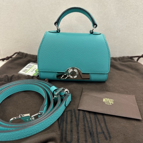 摩奈 MOYNAT  蒂芙尼藍 Rejane Nano 銀扣牛皮