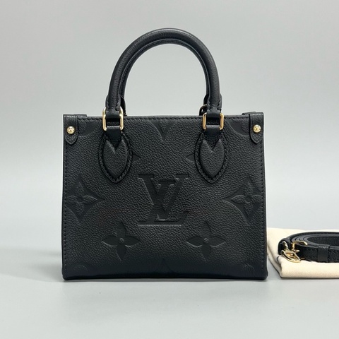 Louis Vuitton 路易威登 Onthego bb迷你黑色全皮壓紋tote手提單肩斜挎包 尺寸18×15×8 附件：肩帶 塵袋