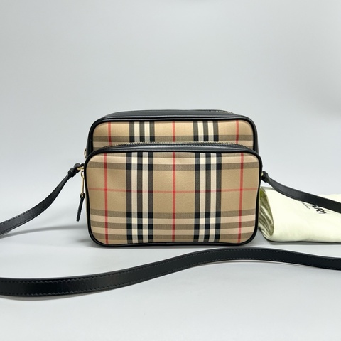Burberry 巴寶莉 經典格紋雙拉鍊相機包 單肩斜挎包 男女通用 尺寸：23x17x10附件：塵袋