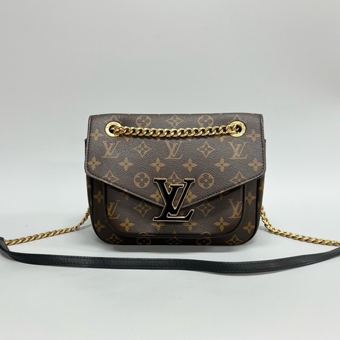 Louis Vuitton 路易威登 Passy老花郵差包 單肩斜挎鏈條包 尺寸：24*17cm