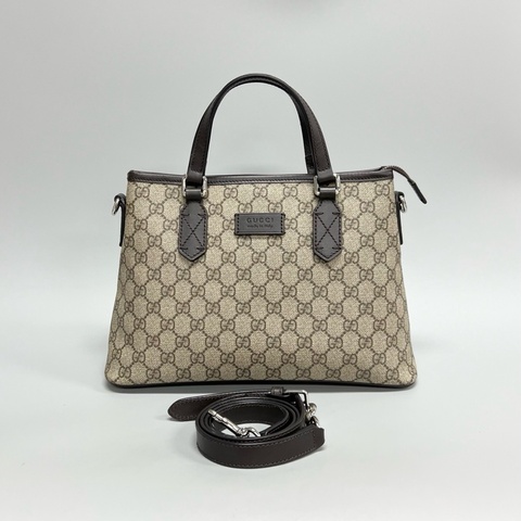 GUCCI 古馳 老花Logo 帆布拼皮 手提單肩斜挎包 尺寸：32*9*21cm