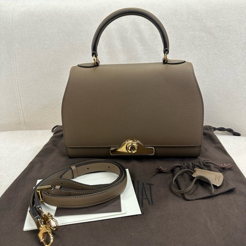 Moynat 摩奈 大象灰 Rejane 牛皮 銀扣 中號 手提斜挎包
