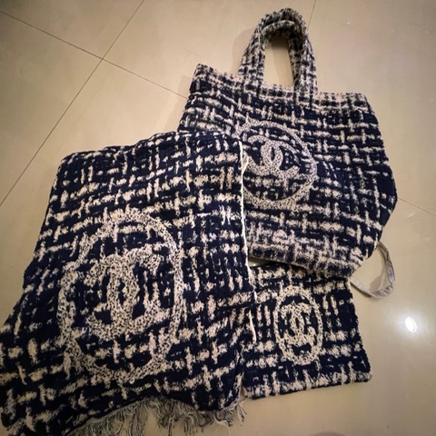 Chanel 藍色沙灘包三件套