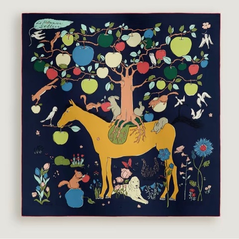 馬鞍上的蘋果樹 90 x 90 絲巾
