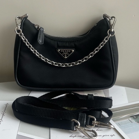 Prada/普拉達 迷你號 黑色新款hobo三合一