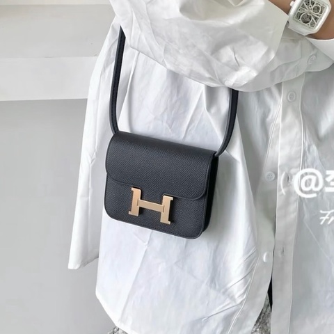 🐎Hermes愛馬仕｜ 康康 slim 黑色金扣腰包錢包｜e皮｜98新｜U刻
