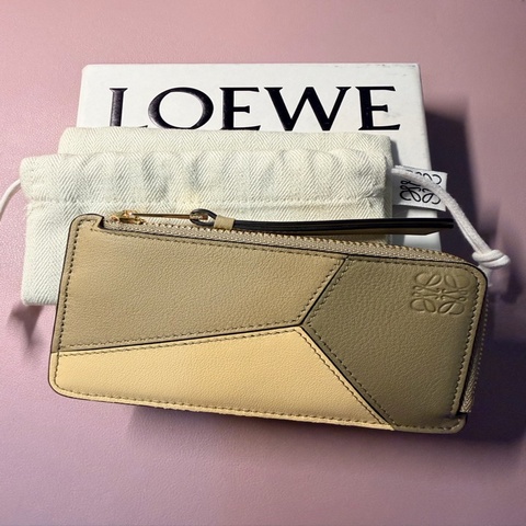 LOEWE PUZZLE  經典烙印LOGO撞色拼接信用卡證件零錢包