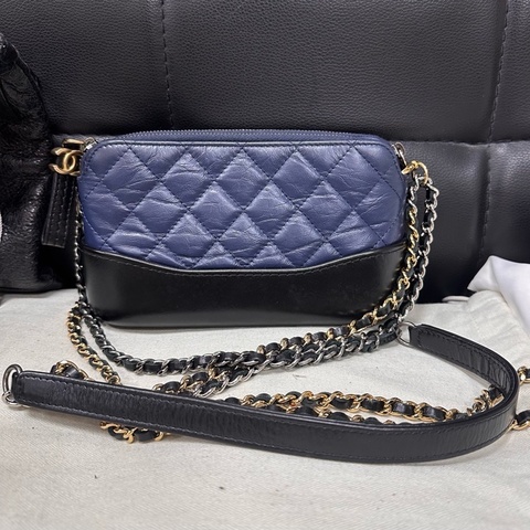 香奈兒/Chanel 流浪包 mini 97新 25開編碼 藍色小牛皮單肩斜挎包