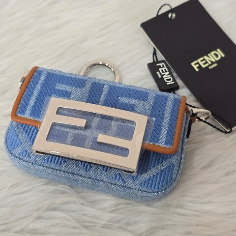 FENDI FF Logo 藍色迷你鏈條包｜全新