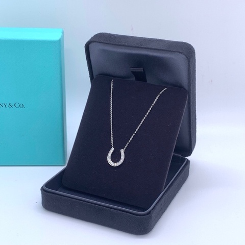 TIFFANY & CO 蒂芙尼滿鑽馬蹄形狀U型項鍊 鏈長：41cm