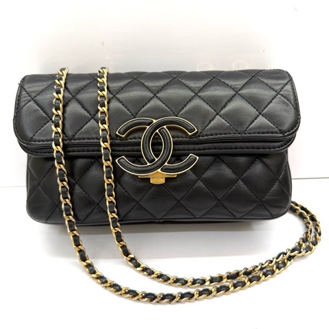 CHANEL 香奈兒 黑色羊皮 BLACK CC CHIC  肩背包 A57275 NO.27 （無卡）