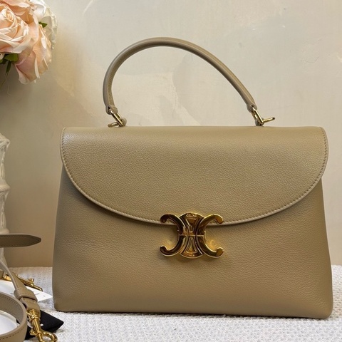 Celine 思琳 賽琳Teen Nino 奶茶色凱旋門牛皮單肩包斜挎包手提包 25年尺寸25*17