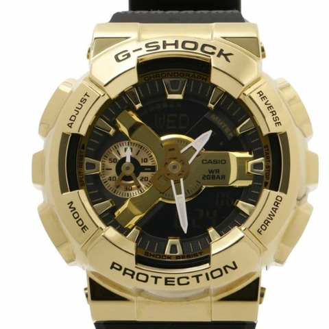 卡西歐 G-SHOCK 指針/數位雙顯 110 系列 GM-110G 黑金樹脂/不鏽鋼男士指針手錶