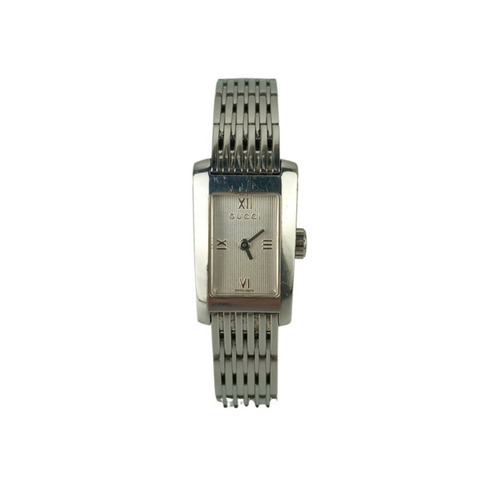 GUCCI G-Metro 8600L 銀色不鏽鋼女士腕錶，兩針，石英錶