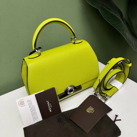 Moynat rejane莫奈黃綠色手提包肩背包