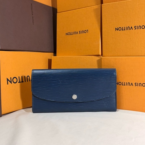 ‼️驚喜入手 即將下架 LV 深藍epi 水波紋 Louis Vuitton 路易威登信封拼色翻蓋 長夾