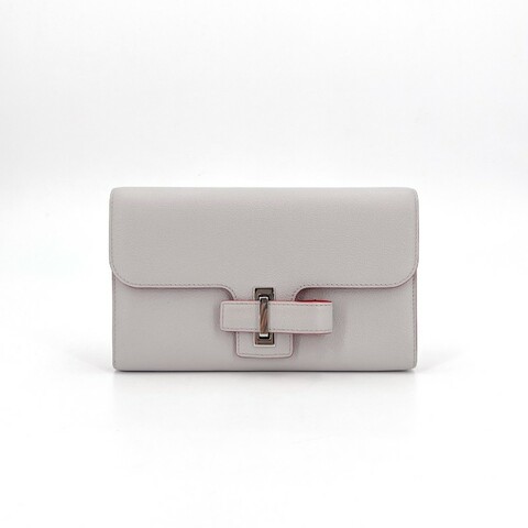 Delvaux 珍珠灰拼色 長款 錢包