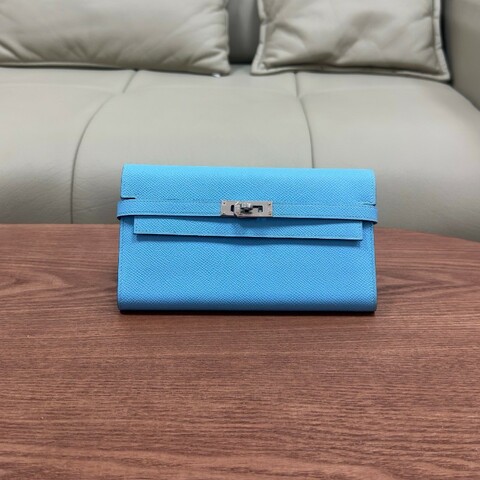 Hermes kelly錢包 kelly long 糖果藍銀扣 epsom皮 A刻