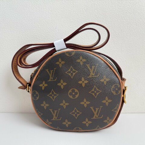 LV路易威登/LOUIS VUITTON BOITE CHAPEAU小號 棕色塗層帆布老花圓餅包單肩包斜挎包 金色五金 2020年