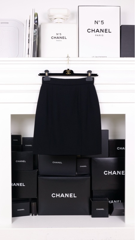 Chanel 92年黑色羊毛半裙