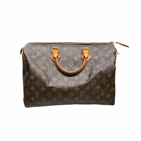 LOUIS VUITTON 路易威登 M41111 SPEEDY 35 波士頓包 PVC帆布 老花 棕色 金釦