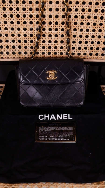 Chanel黑金书包扣mini 14小金豆cf单肩包