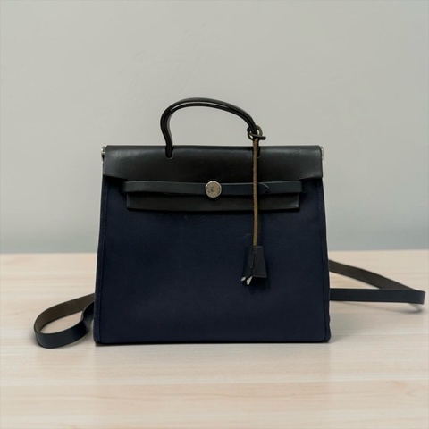 莉亞精品♡ Hermes Herbag31黑銀二合一 二手美包