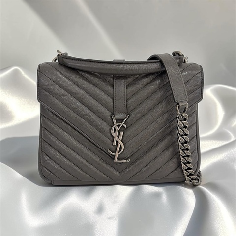 莉亞精品♡ YSL 428056 學院包 小號灰色 二手美包